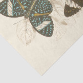 Papier Mousseline Feuilles de Sepia avec papillons colorés (Détail)