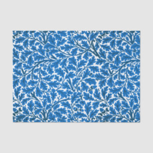 Papier Mousseline Feuilles de William Morris Oak, Bleu et blanc de S