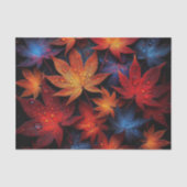 Papier Mousseline Feuilles d'érable d'automne avec gouttelettes d'ea (Recto)