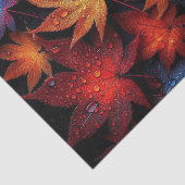 Papier Mousseline Feuilles d'érable d'automne avec gouttelettes d'ea (Détail)