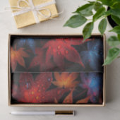 Papier Mousseline Feuilles d'érable d'automne avec gouttelettes d'ea (Cadeau)