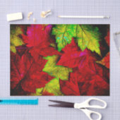 Papier Mousseline Feuilles d'érable rouge jaune noir (Artisanat)