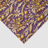 Papier Mousseline Feuilles d'or et grenades pourpres (Détail)