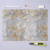 Papier Mousseline Feuilles d'or gris argent (Artisanat)