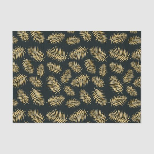 Papier Mousseline Feuilles d'or moderne contre Arrière - plan noir (Recto)