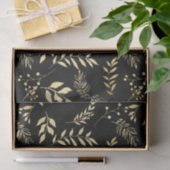 Papier Mousseline Feuilles d'or noir Lettre de monogramme chic initi (Cadeau)