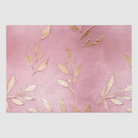 Papier Mousseline Feuilles en or rose Glam (Recto)
