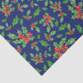 Papier Mousseline Feuilles et baies de Noël rouges et verts (Détail)