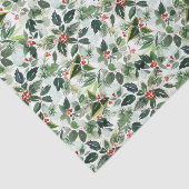 Papier Mousseline Feuilles et fraises d'hiver variés Noël