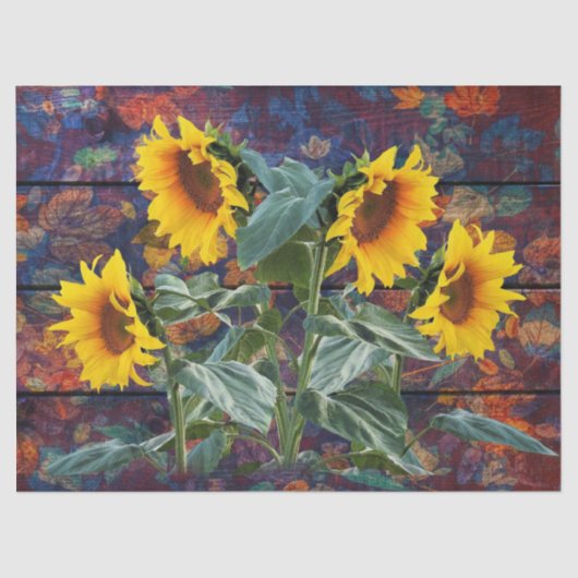 Papier Mousseline Feuilles et tournesols d'automne en Russie (Recto)