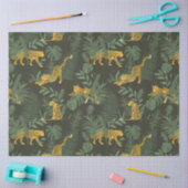 Papier Mousseline Feuilles exotiques modernes et Motif léopard (Artisanat)