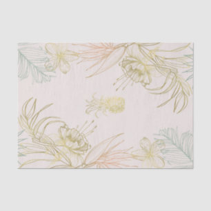 Papier Mousseline Feuilles Florales Botaniques Tropicales Ananas Or