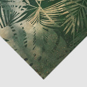 Papier Mousseline Feuilles Green et Gold Palm (Détail)
