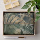 Papier Mousseline Feuilles Green et Gold Palm (Cadeau)