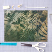 Papier Mousseline Feuilles Green et Gold Palm (Artisanat)