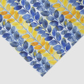 Papier Mousseline Feuilles jaune et bleu (Détail)