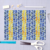 Papier Mousseline Feuilles jaune et bleu (Artisanat)