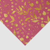 Papier Mousseline Feuilles magenta et or (Détail)