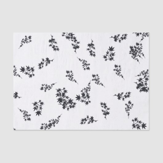 Papier Mousseline Feuilles noirs et blancs (Recto)