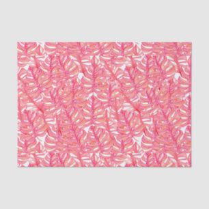 Papier Mousseline Feuilles Plantes de la Monstère rose tropicale