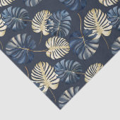 Papier Mousseline Feuilles Tropical Blue Gold (Détail)