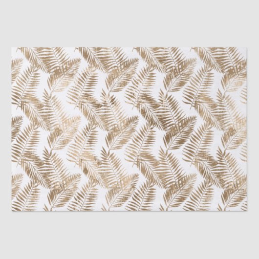 Papier Mousseline Feuilles Tropical Gold White (Recto)