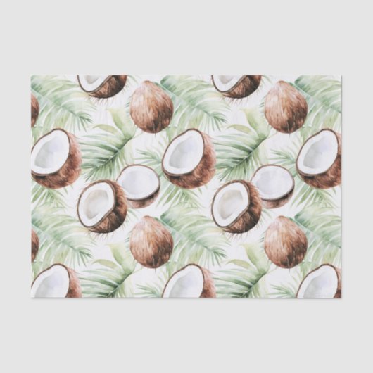Papier Mousseline Feuilles Tropicales Coconuts Mariage (Recto)