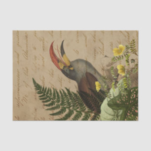 Papier Mousseline Feuilles tropicales et éphémères de toucan