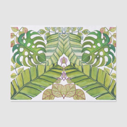 Papier Mousseline Feuilles Tropicaux En Aquarelle (Recto)