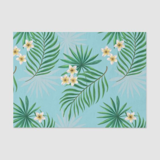 Papier Mousseline Feuilles tropicaux et fleurs (Recto)