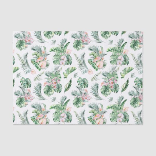 Papier Mousseline Feuilles tropicaux et fleurs Botanique (Recto)