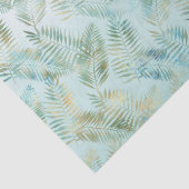 Papier Mousseline Feuilles tropicaux Gold Aqua Green (Détail)