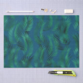 Papier Mousseline Feuilles verts bleus tropicaux (Artisanat)
