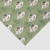 Papier Mousseline Feuilles verts et coupe de café avec haricots (Détail)