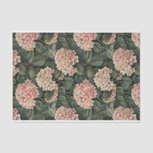 Papier Mousseline Feuilleté vert rose pâle Hydrangea Motif d'art no  (Recto)
