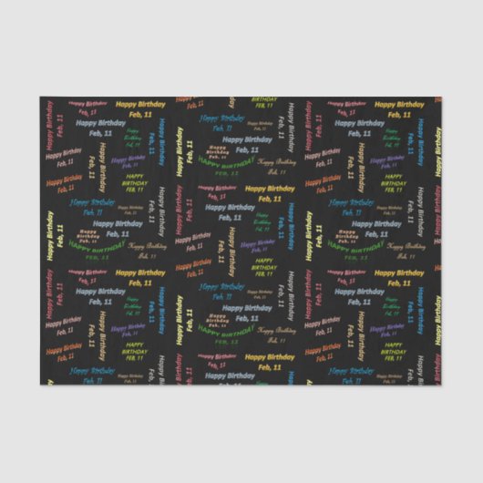 Papier Mousseline Février, 11 Anniversaire Tissue Paper (Recto)