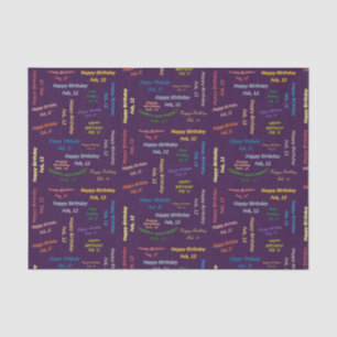 Papier Mousseline Février, 12 Anniversaire Tissue Paper