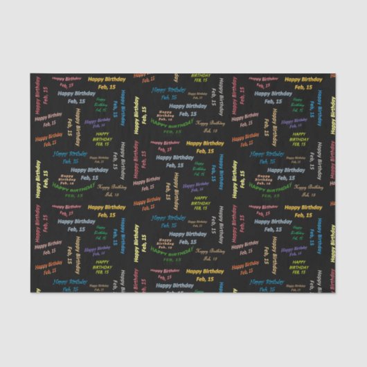 Papier Mousseline Février, 15 Anniversaire Tissue Paper (Recto)