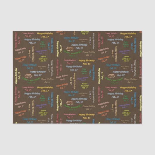 Papier Mousseline Février, 17 Anniversaire Tissue Paper (Recto)