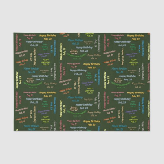 Papier Mousseline Février, 23 Anniversaire Tissue Paper (Recto)