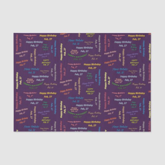 Papier Mousseline Février, 27 Anniversaire Tissue Paper (Recto)