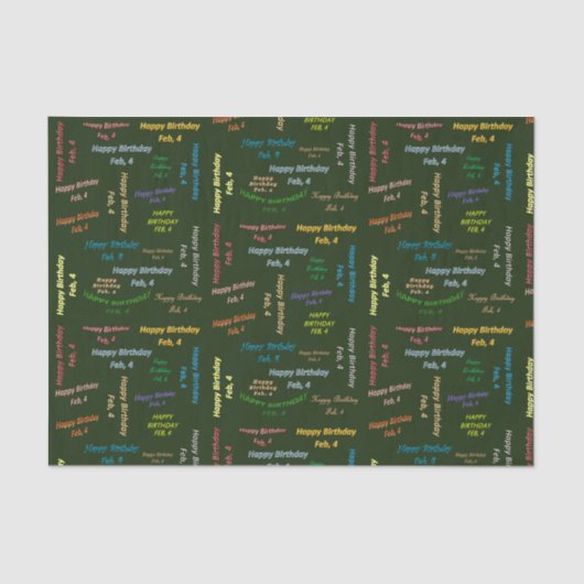 Papier Mousseline Février, 4 Anniversaire Tissue Paper (Recto)