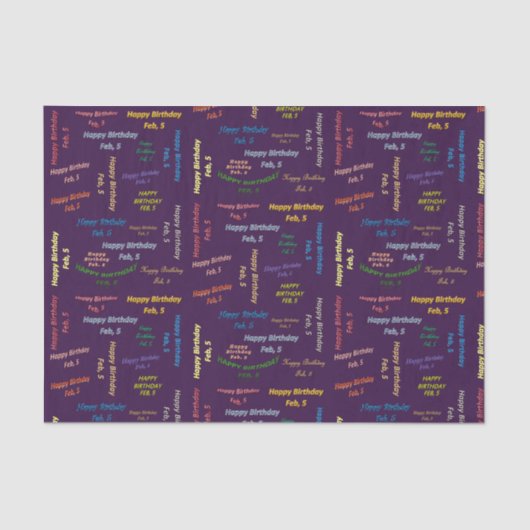 Papier Mousseline Février 5 Anniversaire Tissue Paper (Recto)