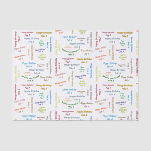 Papier Mousseline Février 6 Anniversaire Tissue Paper (Recto)