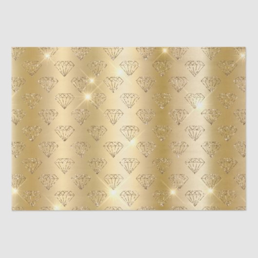 Papier Mousseline Fiançailles Mariage or Diamond Elegant (Recto)