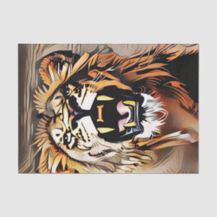 Papier Mousseline Fierce Majestic Lion - Roi Des Bêtes