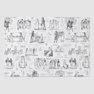 Papier Mousseline Fierté et préjugé Citations de toile blanche noire
