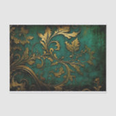 Papier Mousseline Filigree - Vert et Or (Recto)