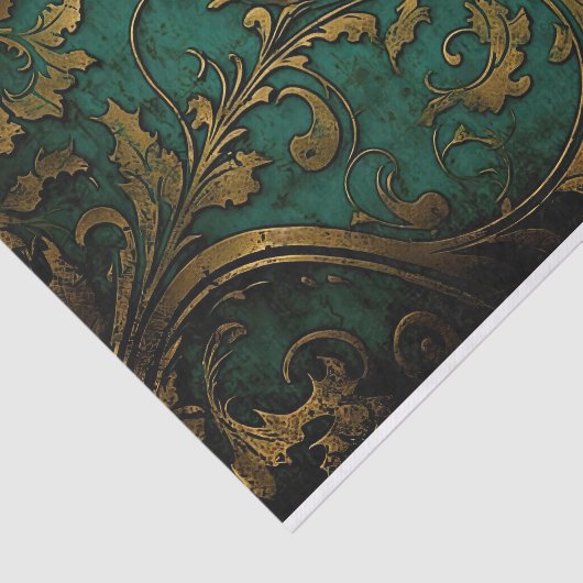 Papier Mousseline Filigree - Vert et Or (Détail)