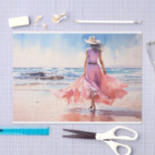 Papier Mousseline Fille à la plage 1 Document de découpage (Artisanat)